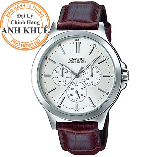Đồng hồ nam dây da Casio chính hãng Anh Khuê MTP-V300L-7AUDF