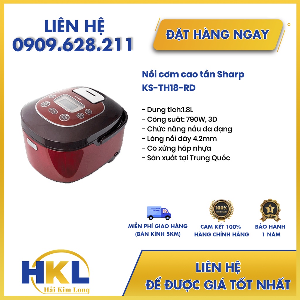 Nồi cơm điện tử Sharp KS-TH18-RD