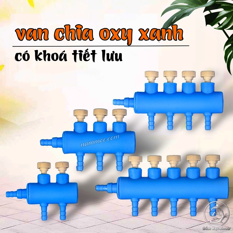 Van Chia Oxy Xanh - Có Khoá Tiết Lưu | Van Chia Ống Dẫn Khí Oxy Bằng Nhựa Chất Lượng Cao