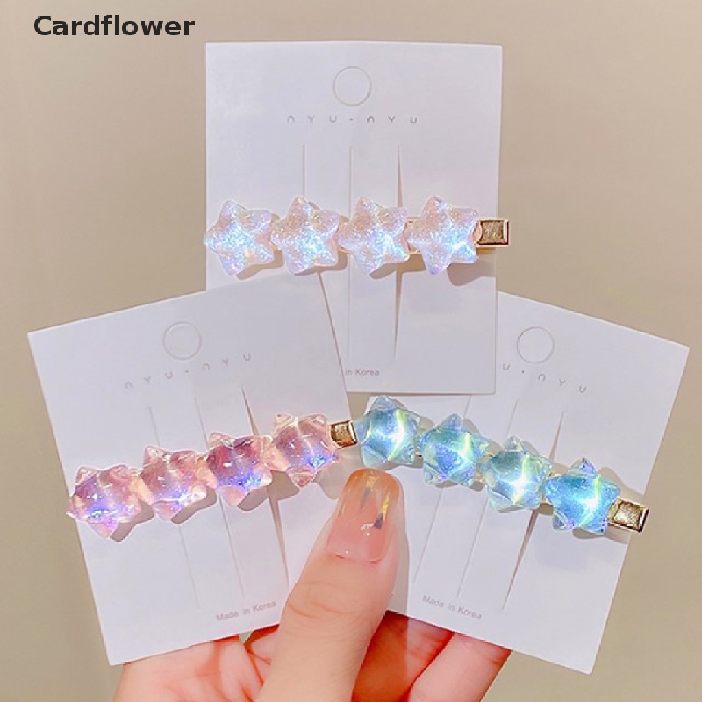 &lt; Cardflower &gt; Kẹp Tóc Hình Ngôi Sao / Trái Tim Màu Gradient Dễ Thương Ngọt Ngào Thời Trang Mùa Hè Dành Cho Bạn Gái Đang
