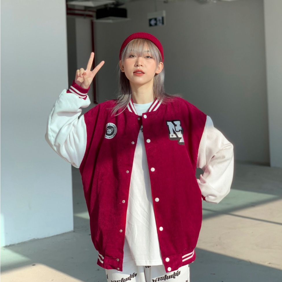 @ Áo Khoác Varsity Jacket N7 STUDIO bomber bóng chày basic nam nữ form rộng Local Brand @