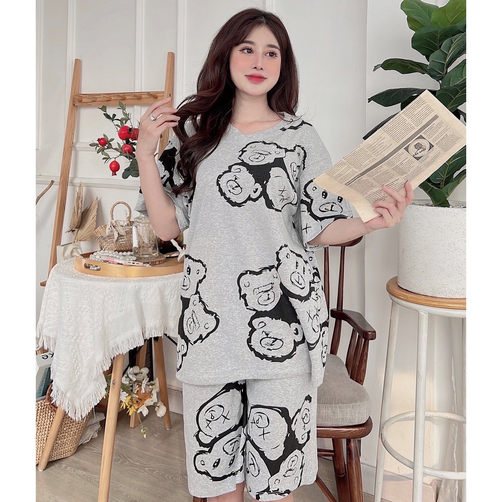 Đồ bộ lửng nữ mặc nhà - thời trang mới nhất - Chất liệu bozip Cotton cao cấp - ( Bộ Lửng ống rộng -  BL )