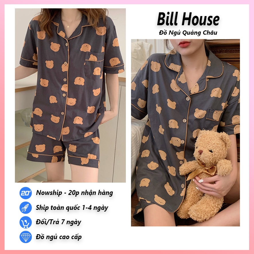 Đồ bộ nữ pijama mặc nhà, bộ ngủ dễ thương quần cộc áo cộc chất vải thô hàn mềm cho mùa hè PJMCOC05