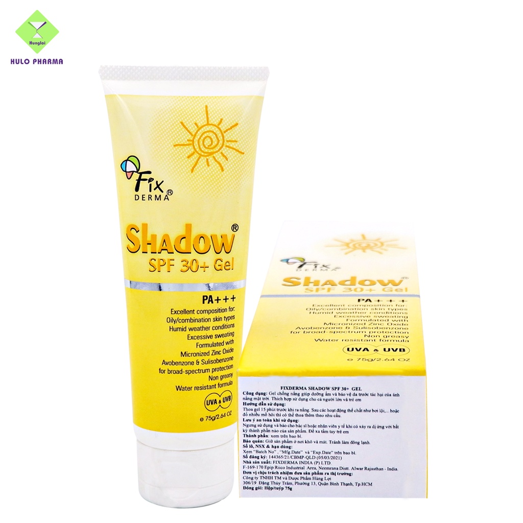 Gel Chống Nắng Fixderma Phù Hợp Cả Da Mụn Nhạy Cảm Fixderma Shadow SPF 30+ Gel 75g