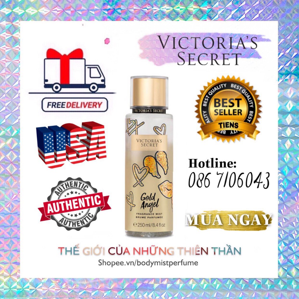 𝗕𝗢𝗗𝗬𝗠𝗜𝗦𝗧𝗣𝗘𝗥𝗙𝗨𝗠𝗘⚜️Xịt Thơm Body Victoria’s Secret Showtime Gold Angel Fragrance 250ml