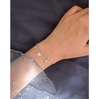 Vòng tay lắc tay bạc nữ thiết kế bông tuyết không gây dị ứng bạc ta S925 100% Rosaria Accessories