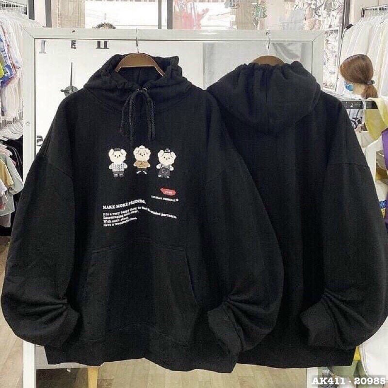 Áo Khoác Hoodie Nam Nữ Nỉ Bông Tay Phồng Cánh Dơi Hàng UNISEX Áo Hoodie Nỉ Sweater Nam Nữ in 3 GẤU - AK3411 | BigBuy360 - bigbuy360.vn