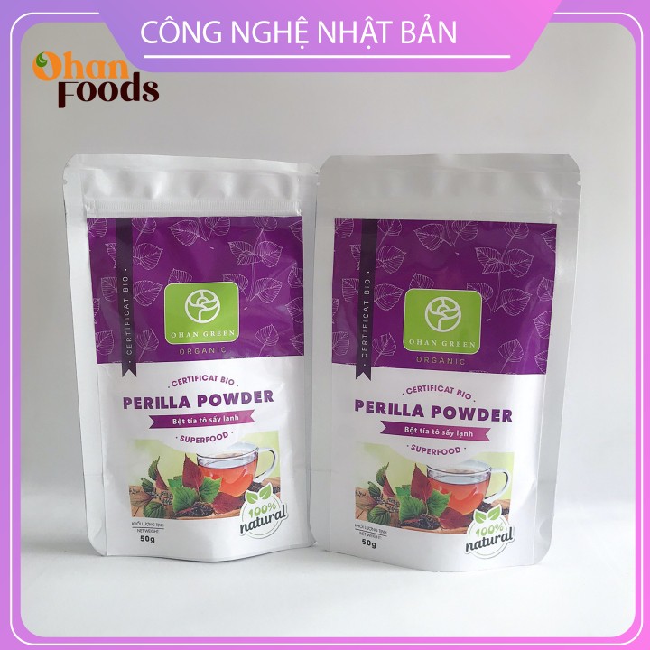 Bột Tía Tô Ohan Green Cao Cấp Organic 100%,Sấy Lạnh Nhật Bản Hỗ Trợ Giảm Cân Xóa Nám Đẹp Da,50 gram,Freeship