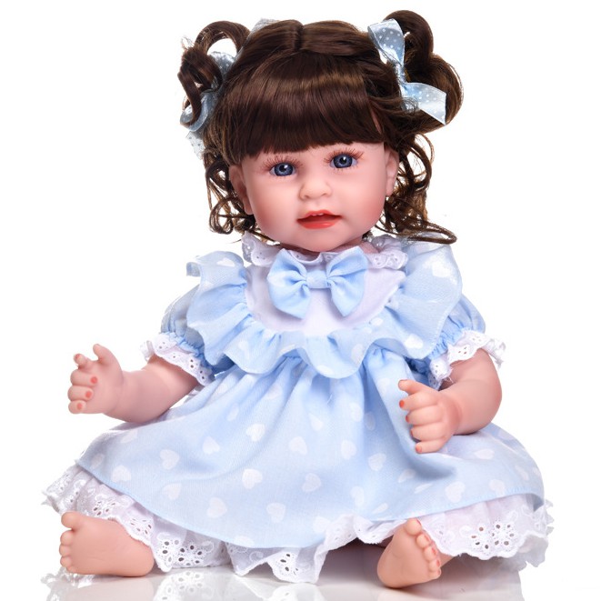 Búp Bê Tái Sinh Thân Gòn 48 cm Mắt 3D - Reborn Toddler Semi Soft Vinyl Fashion American Girl Doll 18inch