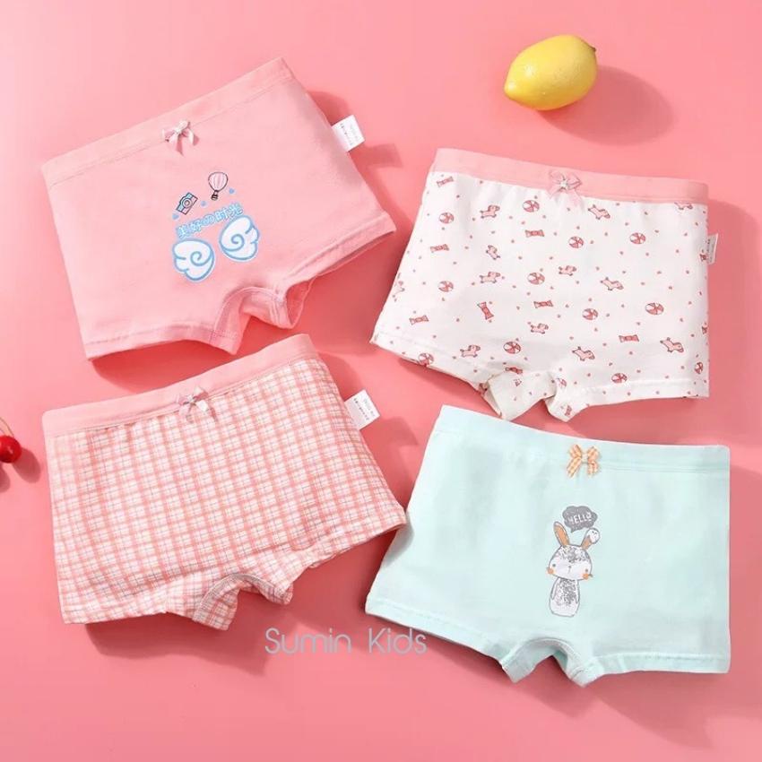 Quần chip bé gái mẫu quần chip đùi cho bé gái họa tiết dễ thương vải cotton 1 sét gồm 4 cái Sumin Kids(mẫu ngẫu nhiên ạ)