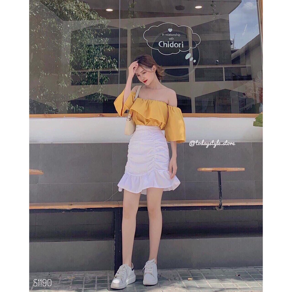 🌸🌸[ ẢNH THẬT + VIDEO ]áo thun nữ trễ vai 1 dây chất cotton xinh xắn 3 màu ĐEN/TRẮNG/VÀNG 🌸