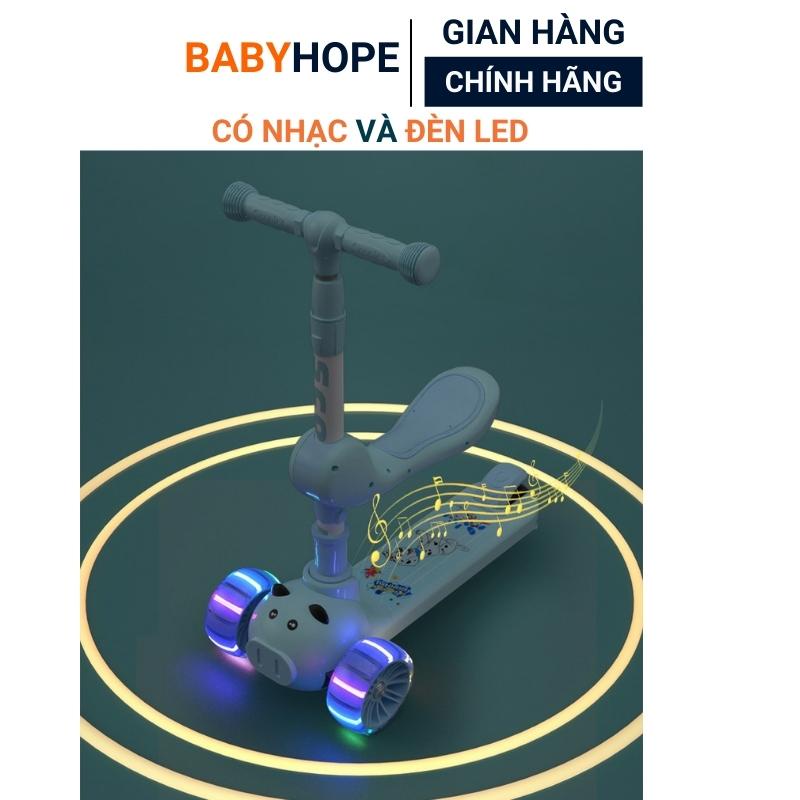 Xe trượt Scooter Heo đa năng 2 in 1 có nhạc và phát sáng, Bảo Hành 6 tháng, xe Scooter chòi chân cho bé chịu lực &gt;100kg