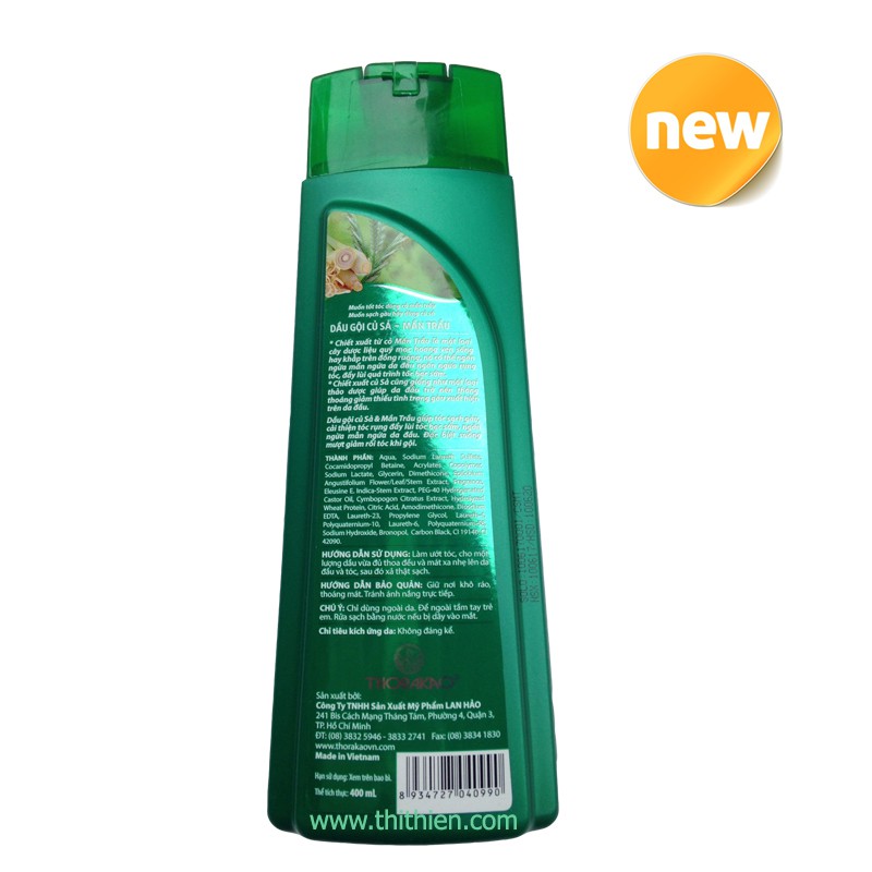 Dầu gội củ sả, mần trầu Thorakao 400ml | BigBuy360 - bigbuy360.vn