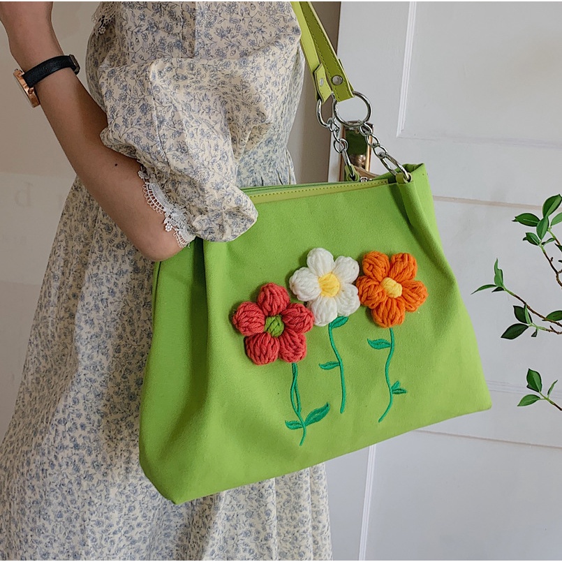 Túi Tote Đeo Vai Bằng Vải Bạt Sức Chứa Lớn 2022 Mới Mùa Hè Cho Nữ Sinh