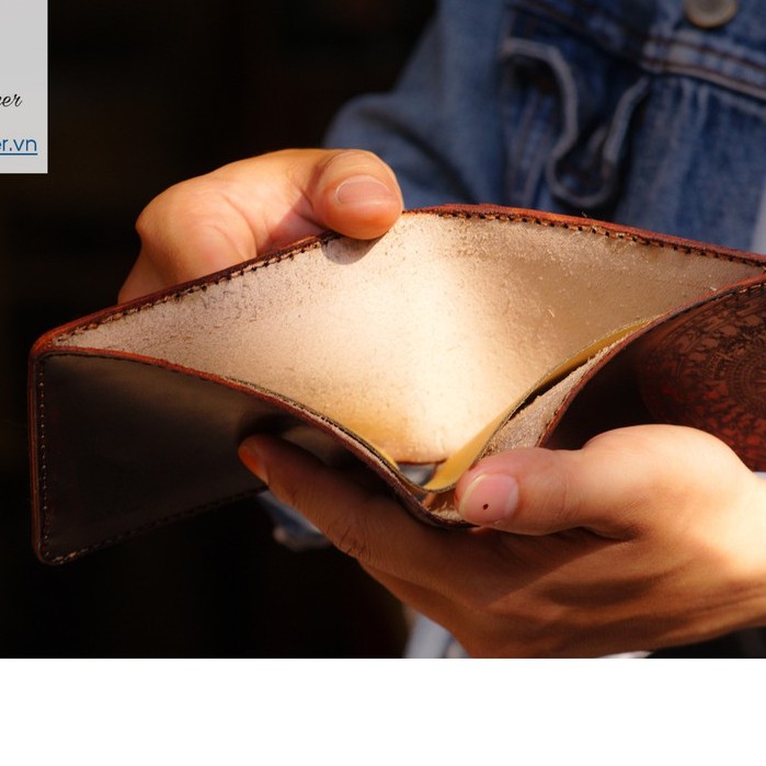 Ví nam da bò RAM Leather Italia Vegtan Khắc Trống Đồng Việt Nam Màu Chocolate