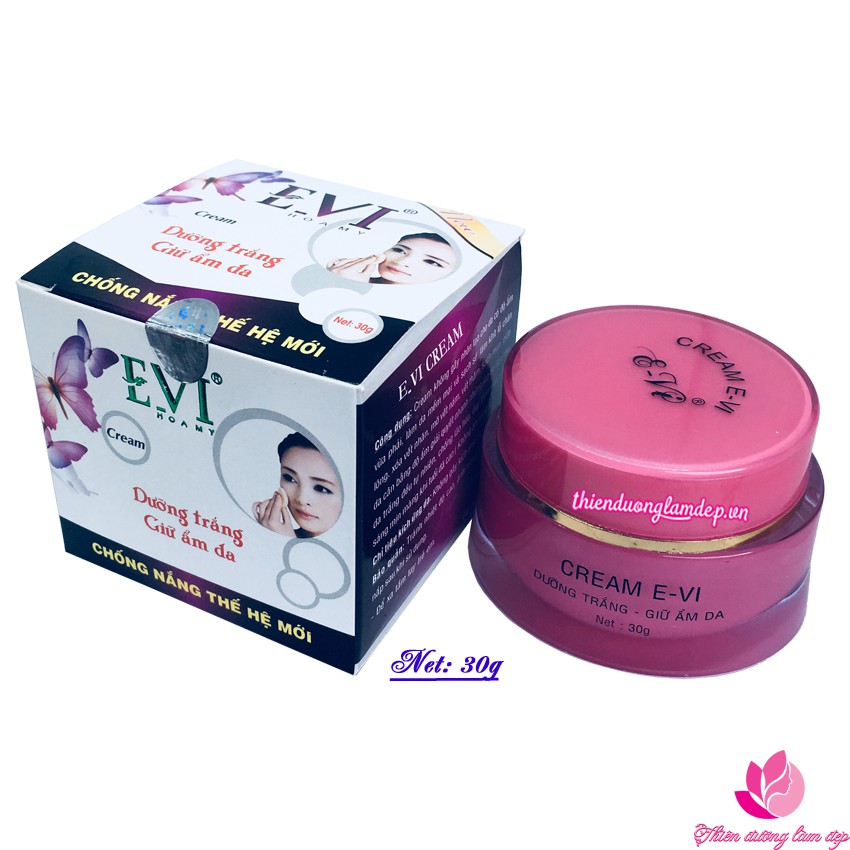 Kem E VI dưỡng trắng giữa ẩm da Cream evi hồng chống nắng thế hệ mới (30g)