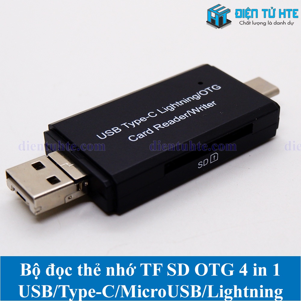 Bộ đọc thẻ nhớ TF SD OTG 4 in 1 USB/Type-C/MicroUSB/Lightning YC-350