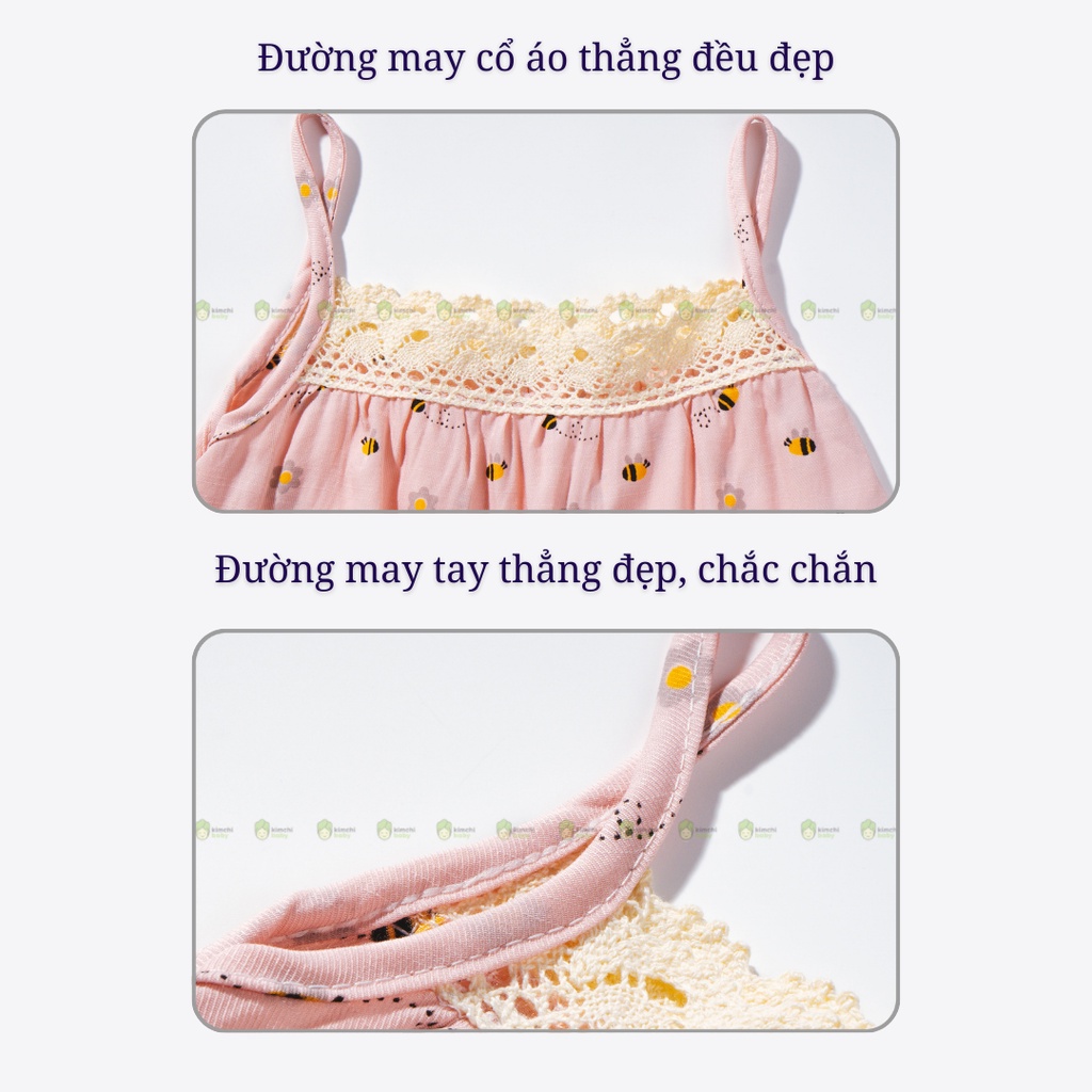 Set Bộ 2 Dây Bé Gái Vải Thô Đũi Mềm Mát Hoạ Tiết Hoa Quả Dễ Thương, Bộ Quần Áo Cho Bé Mặc Hè CK28