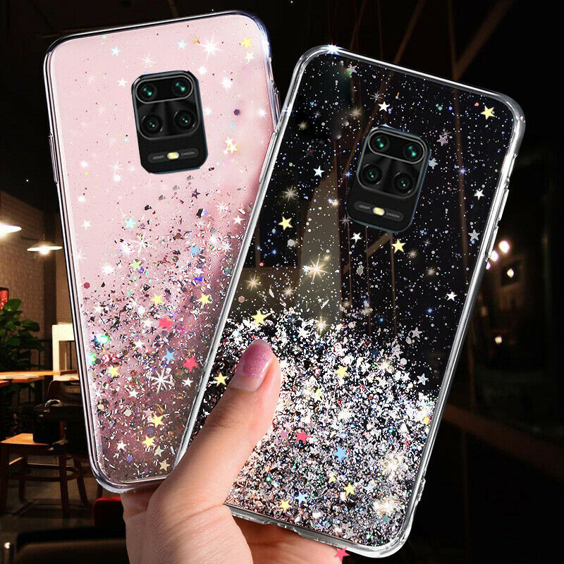 For Xiaomi Redmi Note 9S 9 8 Pro 8T Bling Glitter Soft Silicone Clear TPU Bumper Phone Case Cover