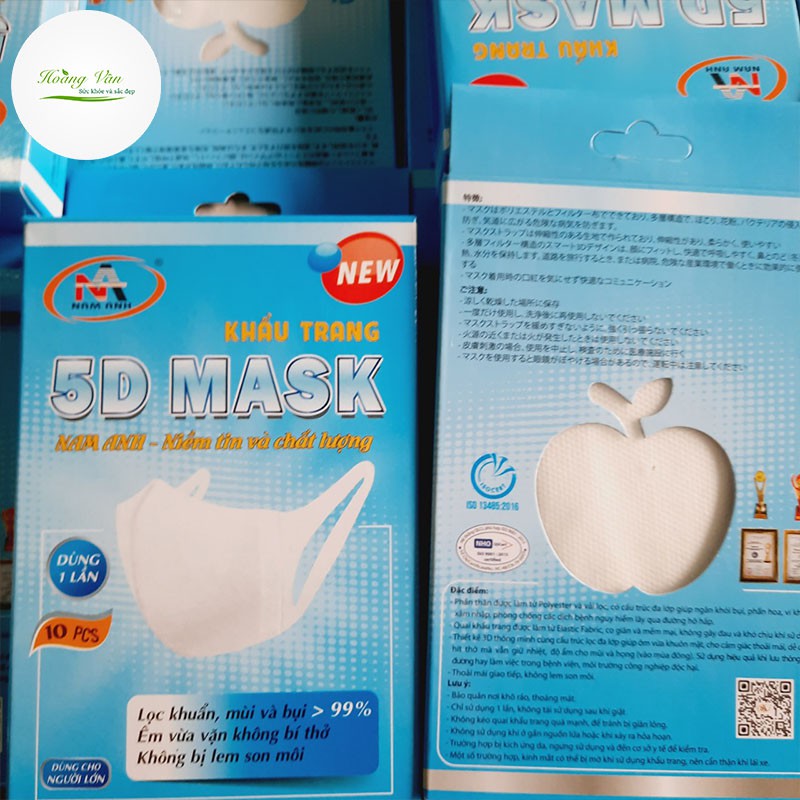Khẩu trang y tế kháng khuẩn 3 lớp Famapro 5D Mask dây vải - Hộp 10 cái