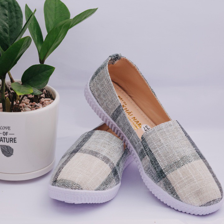 GIÀY LƯỜI BỐ CARO XÁM
