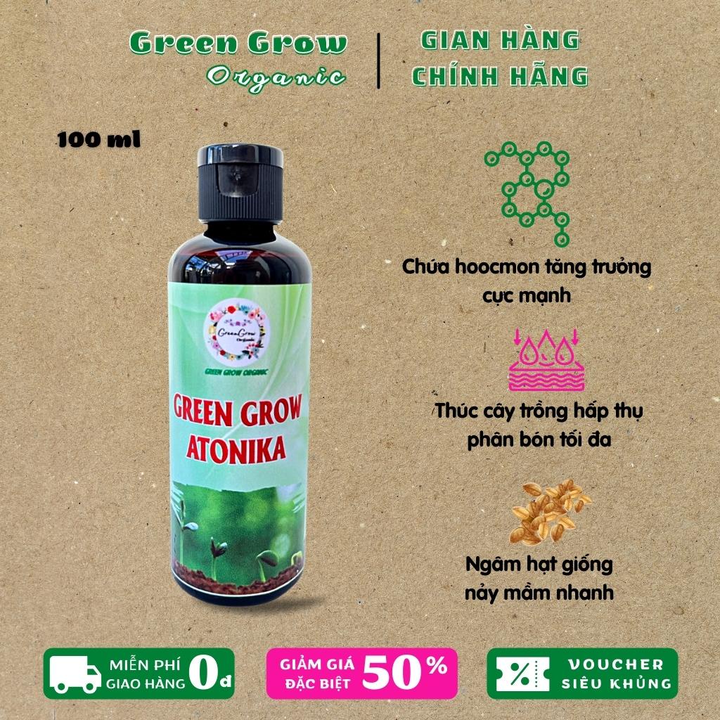 Phân bón lá Atonika Green Grow Organic chai 100ml giúp kích rễ kích thích sinh trưởng kích hạt giống nảy mầm MS100