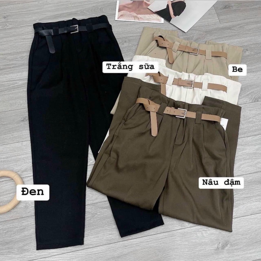 Quần tây nữ baggy 257 chiết ly eo kèm đai thời trang  20003931