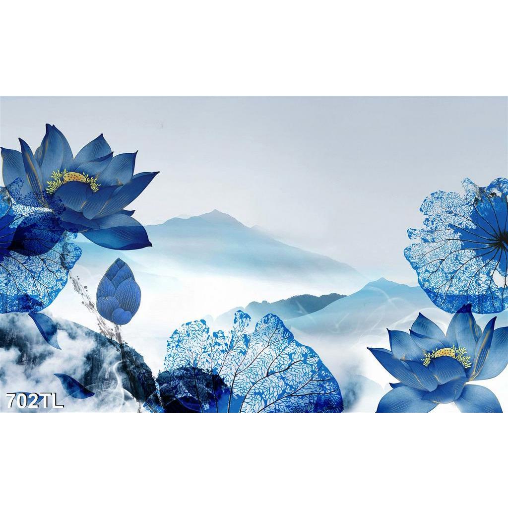 TRANH DÁN TƯỜNG 3D HOA SEN SLTL702 - Tranh Hoa Sen Đẹp Dán Tường - YAN SHOP