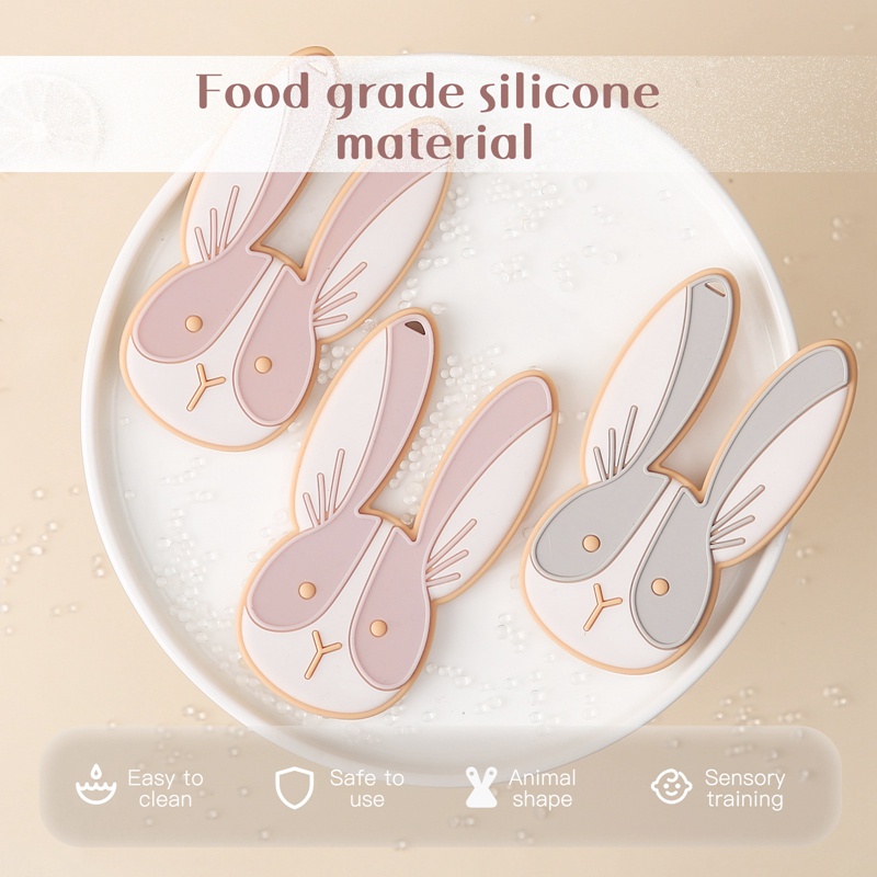 1 Dây Đeo Núm Ti Giả Bằng Silicone Hình Thỏ Cho Bé Đang Mọc Răng