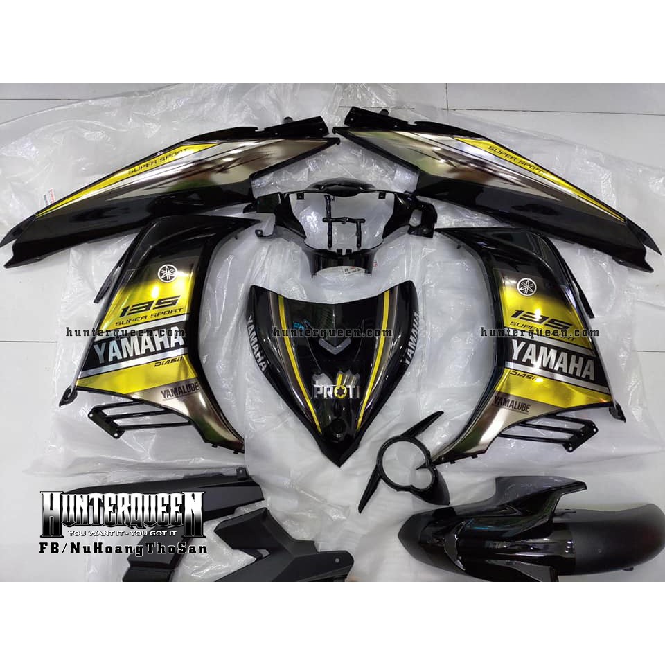 Tem rời Exciter 2011 - Chất liệu crom - YAMAHA LC vàng đen - Tùy chỉnh theo yêu cầu - Tem chế Exciter 135 chất lượng cao