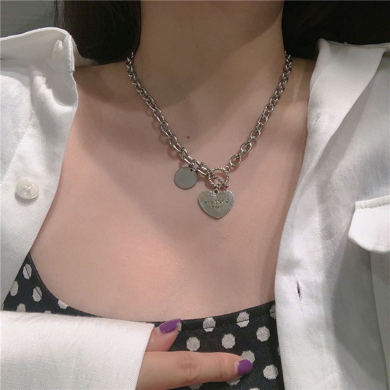 IF ME Vòng cổ hợp kim mặt tròn đính đá lấp lánh cho nữ