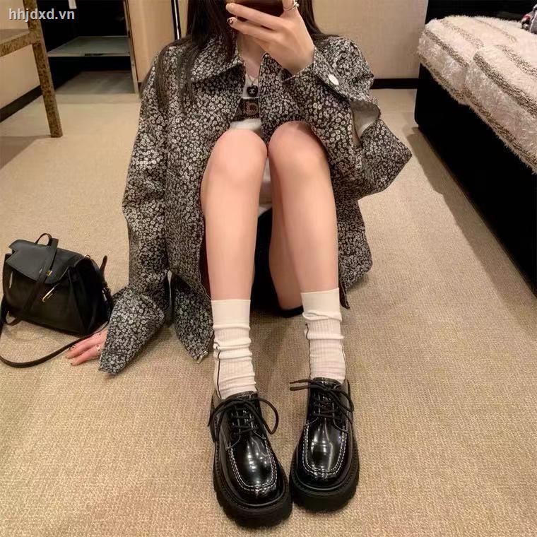 Giày da đế dày thắt dây phong cách Anh Quốc retro 2021 mới nhỏ gọn thời trang xuân thu dành cho nữ | BigBuy360 - bigbuy360.vn