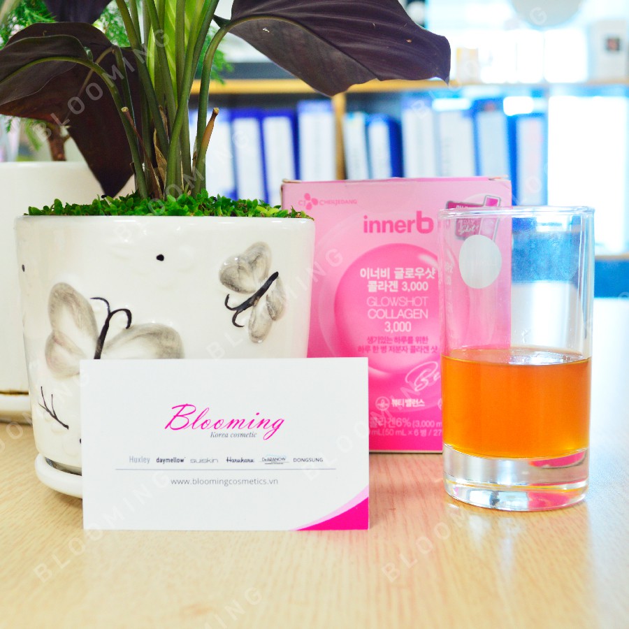 Combo hộp nước uống Collagen InnerB Glowshot (50mlx6) & Thực phẩm bảo vệ sức khỏe INNERB AQUA RICH DOUBLEUP lọ 70 viên | Thế Giới Skin Care