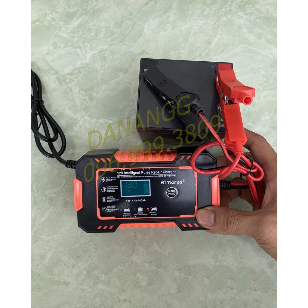 Sạc bình ắc quy 12V-100Ah có khử sunfat phục hồi ắc quy, tự ngắt khi đầy, sac binh ac quy 12v, sac xe dap dien