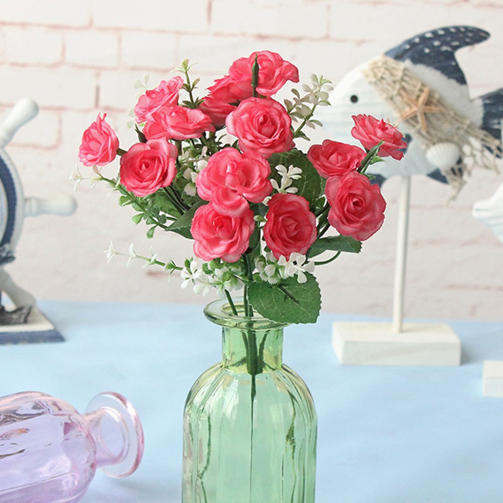Bó Gồm 15 Hoa Hồng Giả, Bằng Vải Lụa, Hình Hoa Hồng Cuộn Tròn, Dùng Trang Trí Nhà, Trang Trí Đám Cưới