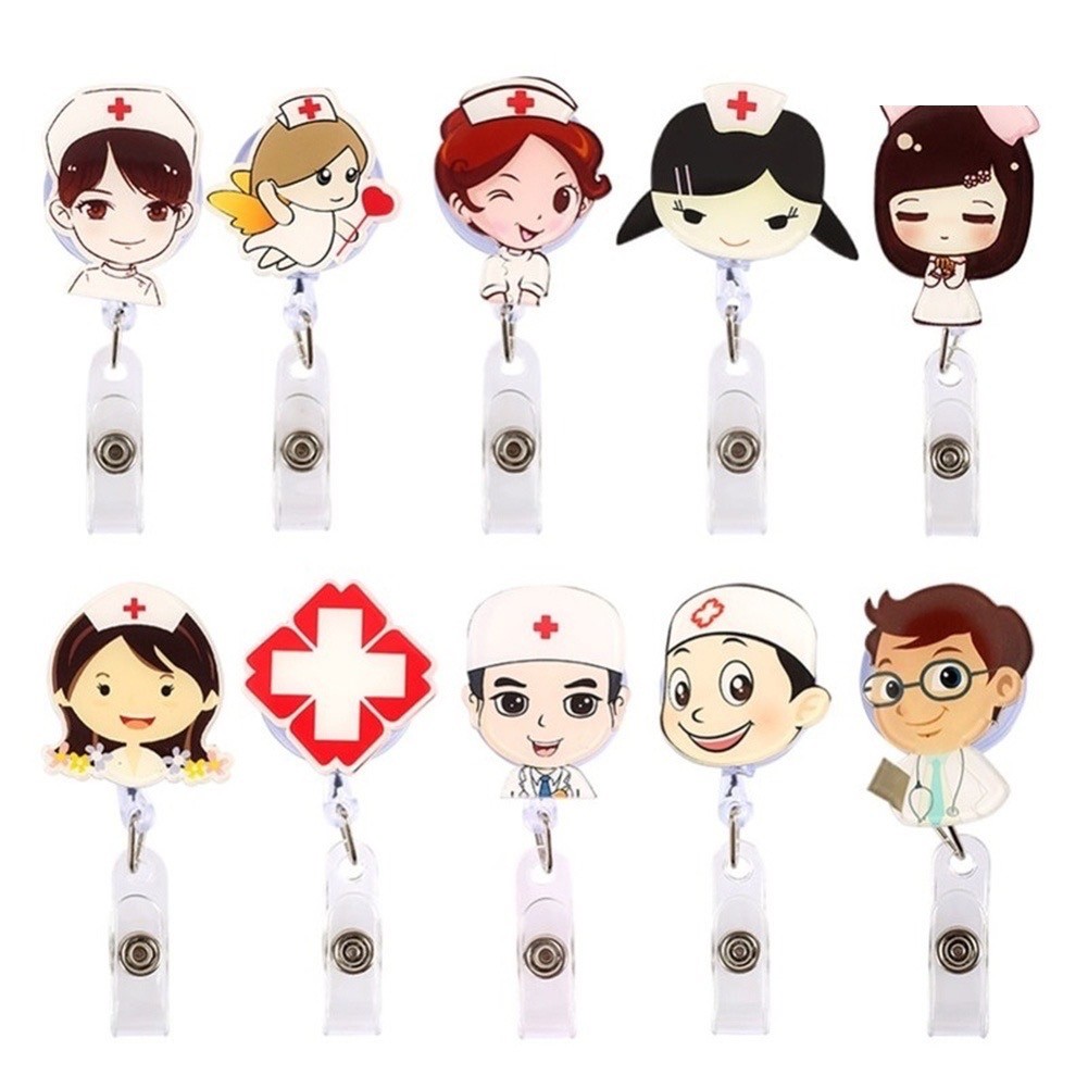 Dây Đeo Thẻ Tên Gắn Logo Hình Bác Sĩ, Điều Dưỡng, Y tá, Kẹp Thẻ Đeo Bảng Tên, Gắn Túi Áo Có Dây Kéo Dài. Kingler 5950