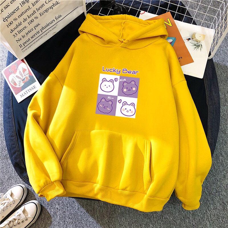 Áo Hoodie From Rộng Unisex Hình Gấu Lucky Bear Dễ Thương , Chất Nỉ Mềm Mại Style Ulzzang HOT TREND BB HOODIE