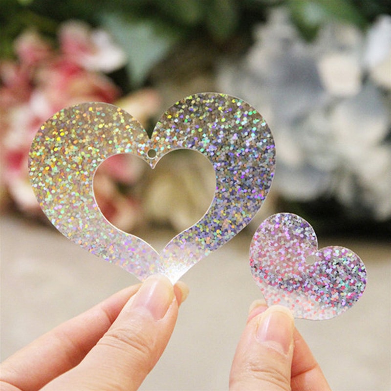 Set 100 Mặt Dây Ruy Băng Tua Rua Hình Trái Tim Trang Trí Tiệc Cưới