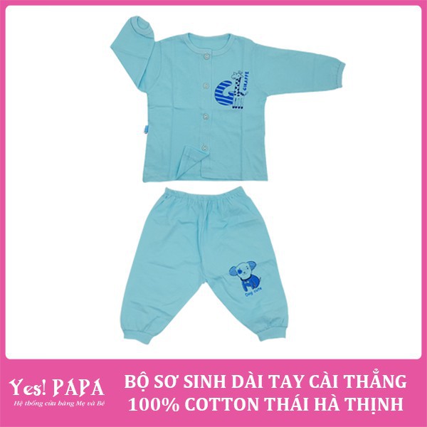 Bộ sơ sinh dài tay cài thẳng 100% cotton Thái Hà Thịnh