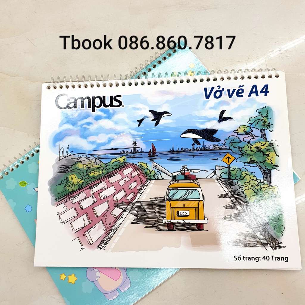 [Mã LIFEBOOK2 giảm 10% đơn 0Đ] Vở vẽ lò xo A4 campus 40tr SKB-A4-40-1