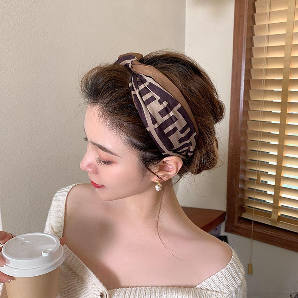Băng Đô Cài Tóc Bản Rộng Màu Trơn Phong Cách Retro Cho Nữ WMES15H