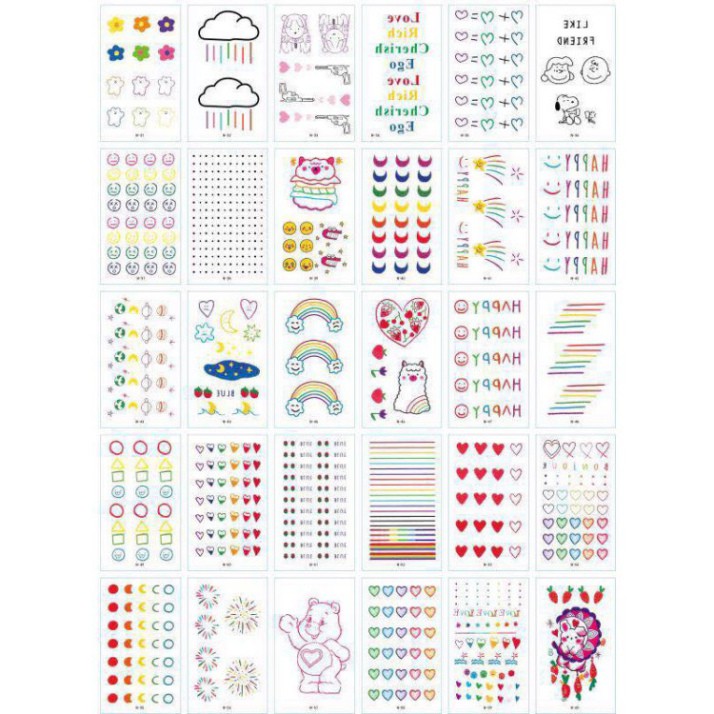 Combo 30 Tấm Hình Xăm Dán Mini Emoji Cảm Xúc - Flash Tattoo Phong Cách Hàn Quốc Cực Cá Tính