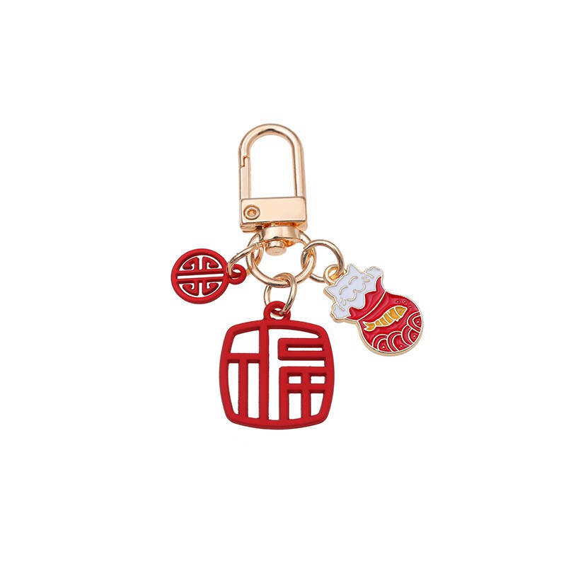 Móc khóa hình chú mèo may mắn bằng kim loại dễ thương