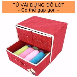 Tủ vải 2 tầng 3 ngăn hộp đựng quần áo lót