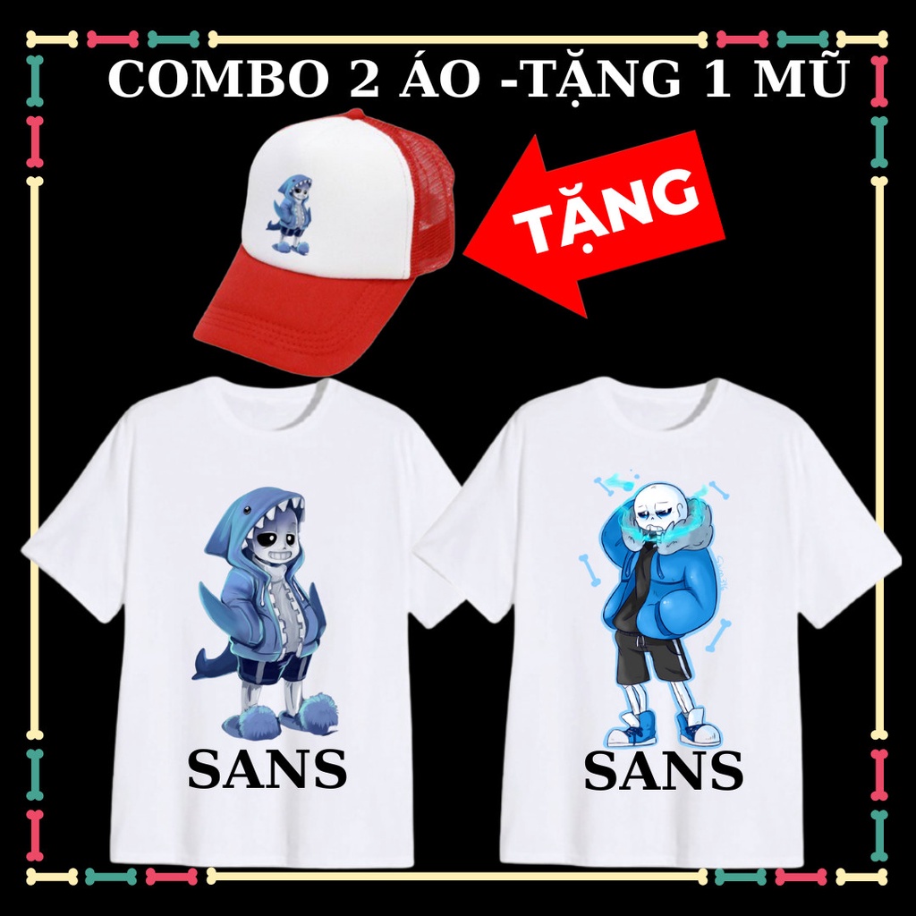 Combo 2 áo thun trẻ em Undertale Sans, Error 404, error 505 tay ngắn, đủ size áo, tặng kèm Mũ lưỡi trai.