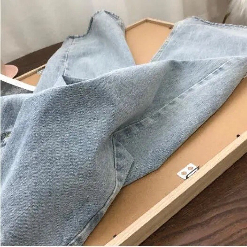 [ORDER] Quần baggy jeans xanh cho nữ, quần jeans ống rộng, quần bò