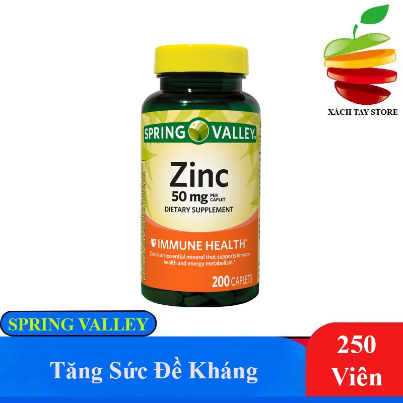 Viên Uống Bổ Sung Kẽm Tăng Sức Đề Kháng, Săn Chắc Xương Spring Valley Zinc 50mg 200 Viên