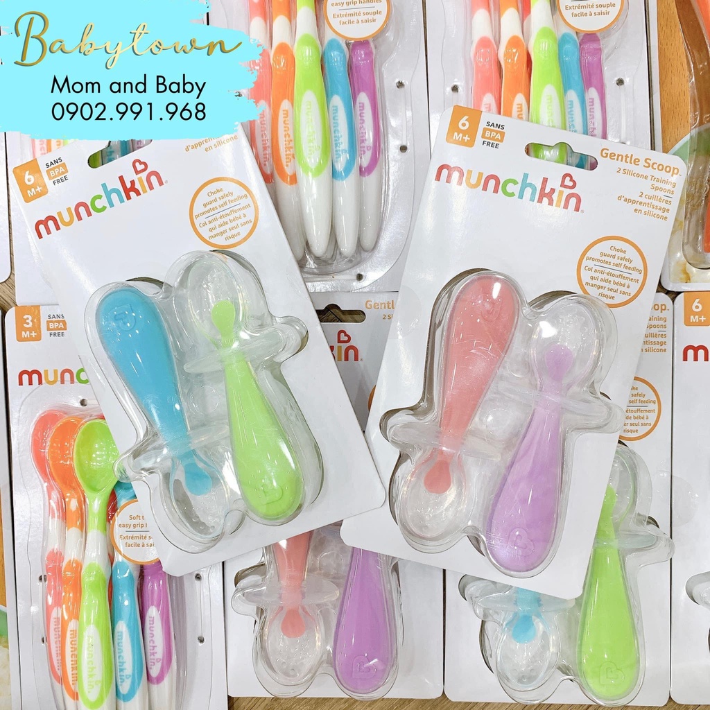BỘ 2 THÌA  SILICONE TẬP XÚC CHỐNG HÓC MUNCHKIN