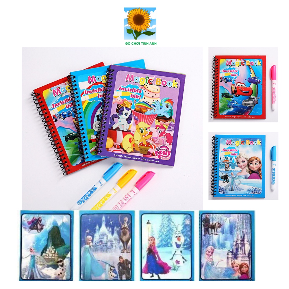 Đồ chơi magic book sách tô màu nước ma thuật, thần kỳ sử dụng nhiều lần, nhiều chủ đề cho bé