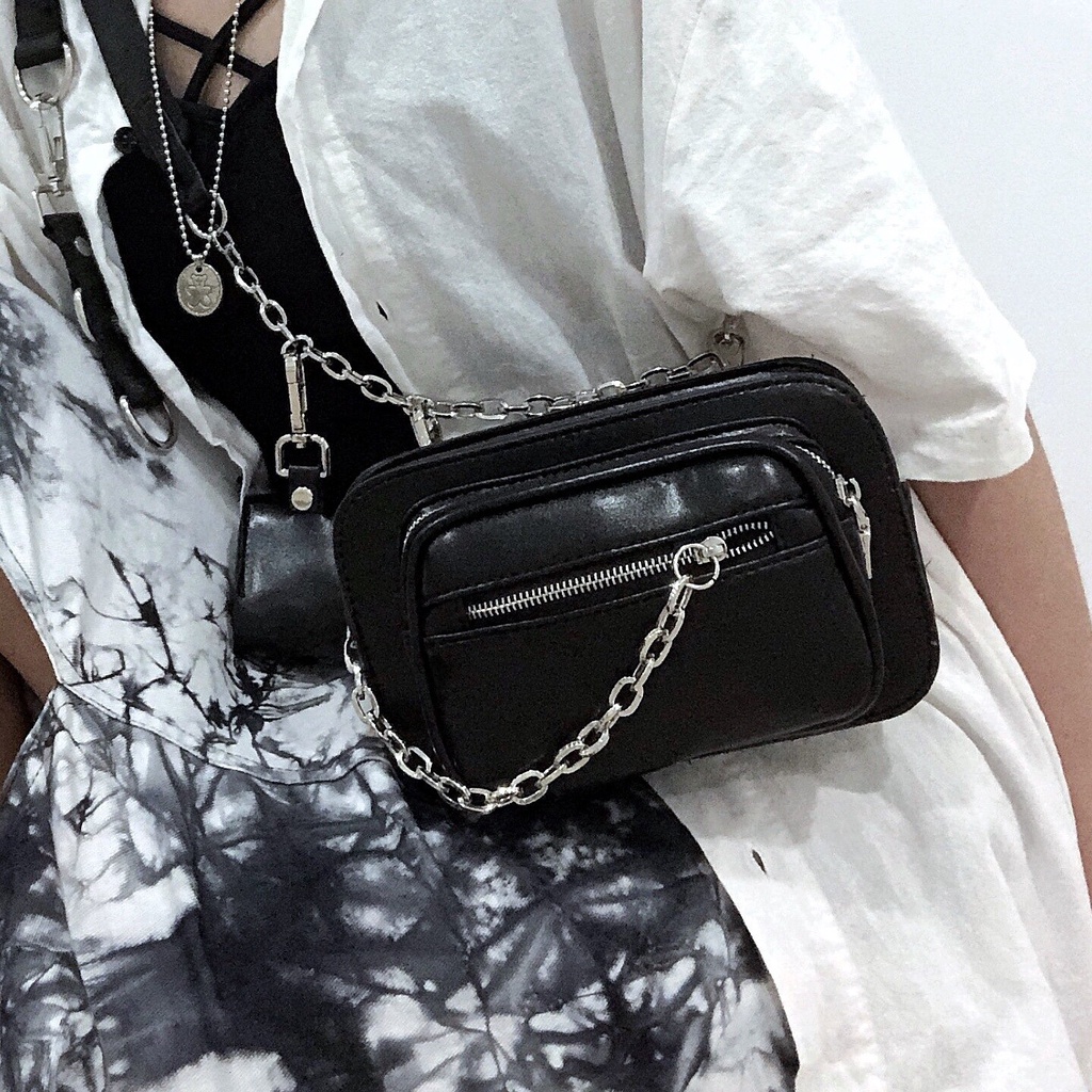Túi đeo chéo ngực JASMIN NOIR da PU phong cách retro cá tính cho nữ